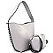 KL6679-LP Silver-Tone Chain Accent 2 in 1 Single Strap Hobo