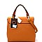 KL6835-LP Chain Accent Top-Handle Compartment Flap Satchel