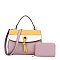 2-in-1 Color Block Satchel Bag With Wallet