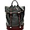 Stud Accent Metallic Fold-Over Fashion Backpack MH-KY7012
