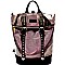 Stud Accent Metallic Fold-Over Fashion Backpack MH-KY7012