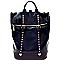 Stud Accent Metallic Fold-Over Fashion Backpack MH-KY7012