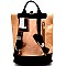 Stud Accent Metallic Fold-Over Fashion Backpack MH-KY7012