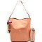 L0099-LP Scarf Tassel Accent Saffiano 2 in 1 Hobo