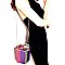 L0125-LP Unique Box-Shaped Metallic Bucket Cross Body