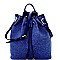 L0137-LP Linen Drawstring Convertible 2-Way Backpack Satchel