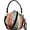 L0147-LP Multi-colored Glitter Patchwork Ball-Shaped Unique Satchel SET