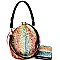 L0147-LP Multi-colored Glitter Patchwork Ball-Shaped Unique Satchel SET