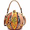 Ethnic Print Patchwork Ball-Shaped 2-Way Satchel MH-L0181