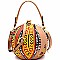 Ethnic Print Patchwork Ball-Shaped 2-Way Satchel MH-L0181