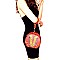 Wrist Handle Accent Ethnic Print Round Shoulder Bag MH-L0183