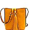 Tassel Accent Bucket Cross Body Shoulder Bag