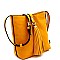 Tassel Accent Bucket Cross Body Shoulder Bag