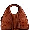Classy Faux-Leather Ostrich Skin w/ Fringe Hand Bag MH-L0212