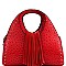 Classy Faux-Leather Ostrich Skin w/ Fringe Hand Bag MH-L0212