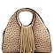 Classy Faux-Leather Ostrich Skin w/ Fringe Hand Bag MH-L0212