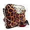 Leopard Emblem Chained Strap Messenger