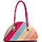 Jewel-top Round Frame Stripe Satchel