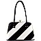 Stripe Quality Jewel-top Frame Satchel Shoulder Bag