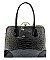 PATENT SNAKE PRINT DIAMOND JEWEL TOP SATCHEL