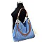 LB085-LP Woven Rope and Chain Decorated Denim Hobo