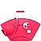 LD1311W-LP Ostrich Embossed Color Block Patchwork Satchel Wallet SET