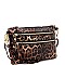 Versatile Leopard Print Multi Pocket Wristlet Cross Body