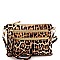 Versatile Leopard Print Multi Pocket Wristlet Cross Body