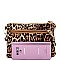 Versatile Leopard Print Multi Pocket Wristlet Cross Body