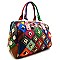 Multi-colored Studded Genuine Leather Patchwork Satchel