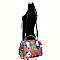 Multi-colored Studded Genuine Leather Patchwork Satchel
