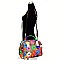 Multi-colored Studded Genuine Leather Patchwork Satchel