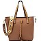 LF123-LP Two-Faced Color Block Tassel Accent 2 in 1 Tote