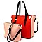 LF123-LP Two-Faced Color Block Tassel Accent 2 in 1 Tote