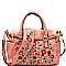 LF139-LP Flower Embroidery Textured Fold-Over Satchel
