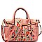 LF139-LP Flower Embroidery Textured Fold-Over Satchel