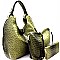 Ostrich Embossed Zipper Accent 3 in 1 Hobo Wallet MH-LF142O