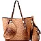 LF147-LP Ostrich Embossed Turn-Lock Satchel 3 in 1 Tote Value SET