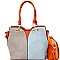 LF153-LP Color Block 2 in 1 Tote Crossbody SET