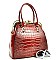 CROC Print Diamond Top Kiss Snap Satchel