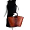Wooden Handle Ostrich Print Satchel Wallet SET MH-LF1651W