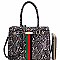 STRIPED SNAKE PRINT STRUCTURED TOTE WALLET SET