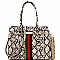 STRIPED SNAKE PRINT STRUCTURED TOTE WALLET SET