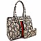 STRIPED SNAKE PRINT STRUCTURED TOTE WALLET SET