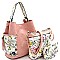 3 in 1 Flower Butterfly Print Whipstitched Hobo Wallet SET