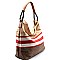 LG0015-LP Color Block Stripe Print Linen Hobo