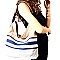 LG0015-LP Color Block Stripe Print Linen Hobo