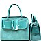 LH073-LP Patent Wide Belt Accent 2 in 1 Twin Satchel