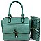 LHU024-LP Front Pocket Satchel with Laser-cut Clutch SET