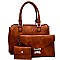 LHU026-LP Classy 3 in 1 Boston Satchel with Clutch and Card Wallet